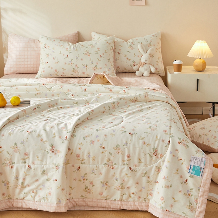 91家纺网 家纺一手货源 找家纺 铺尚美家纺 2026新款A类里外全棉棉花夏被 晚香 玉