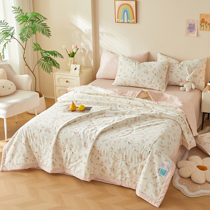 91家纺网 家纺一手货源 找家纺 铺尚美家纺 2026新款A类里外全棉棉花夏被 晚香 玉