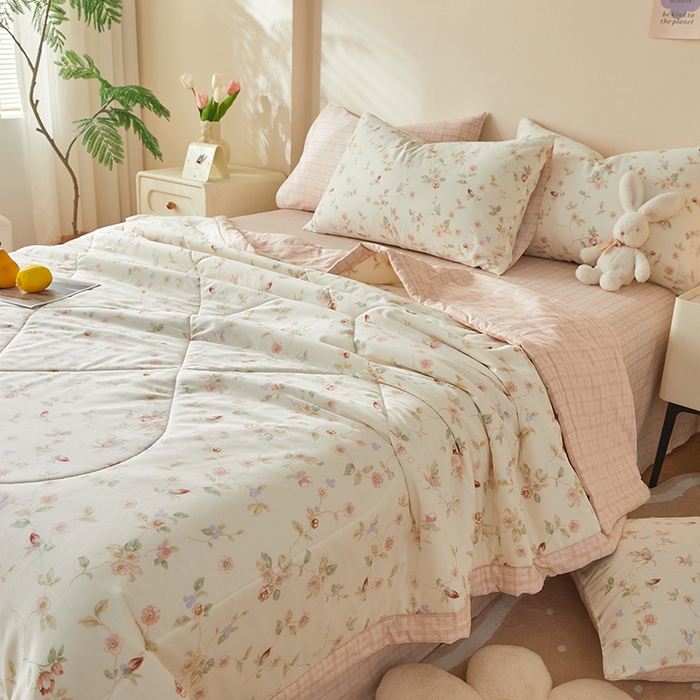 91家纺网 家纺一手货源 找家纺 铺尚美家纺 2026新款A类里外全棉棉花夏被 晚香 玉