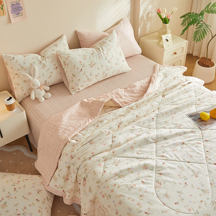 91家纺网 家纺一手货源 找家纺 铺尚美家纺 2026新款A类里外全棉棉花夏被 晚香 玉