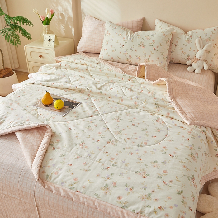 91家纺网 家纺一手货源 找家纺 铺尚美家纺 2026新款A类里外全棉棉花夏被 晚香 玉