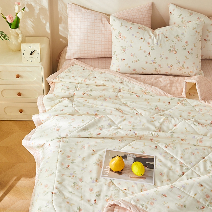 91家纺网 家纺一手货源 找家纺 铺尚美家纺 2026新款A类里外全棉棉花夏被 晚香 玉