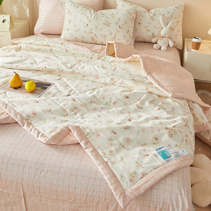 91家纺网 家纺一手货源 找家纺 铺尚美家纺 2026新款A类里外全棉棉花夏被 晚香 玉