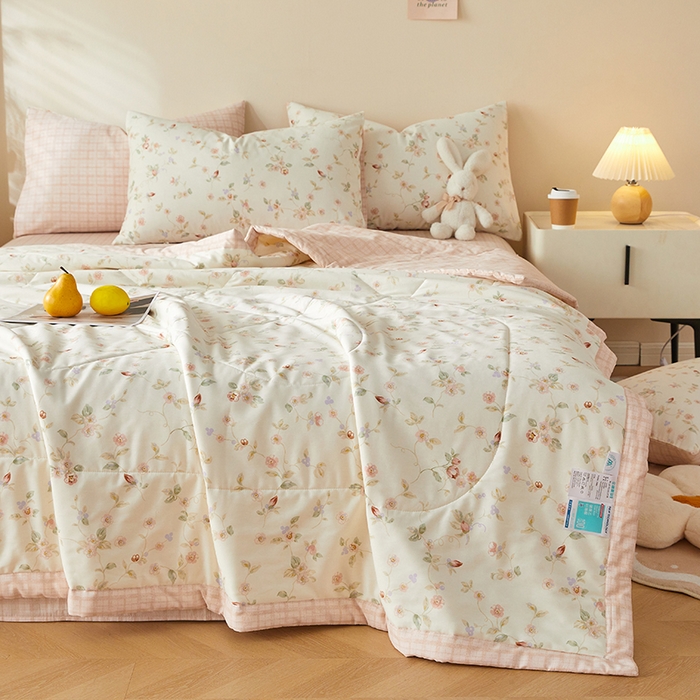 91家纺网 家纺一手货源 找家纺 铺尚美家纺 2026新款A类里外全棉棉花夏被 晚香 玉