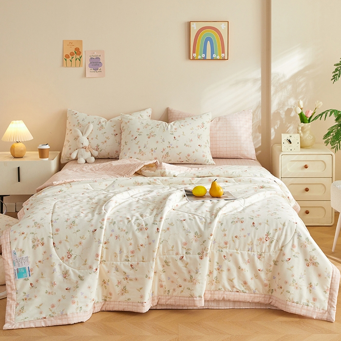 91家纺网 家纺一手货源 找家纺 铺尚美家纺 2026新款A类里外全棉棉花夏被 晚香 玉