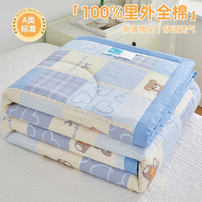 铺尚美家纺 2026新款A类里外全棉棉花夏被 小熊派对