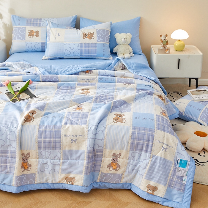 91家纺网 家纺一手货源 找家纺 铺尚美家纺 2026新款A类里外全棉棉花夏被 小熊派对