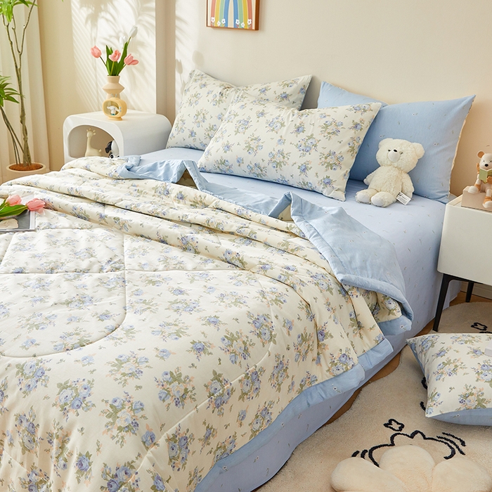 91家纺网 家纺一手货源 找家纺 铺尚美家纺 2026新款A类里外全棉棉花夏被 邂逅 兰