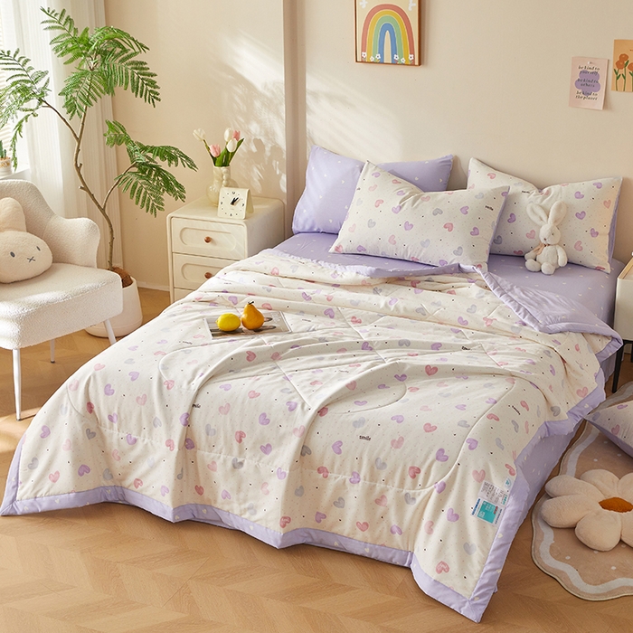 91家纺网 家纺一手货源 找家纺 铺尚美家纺 2026新款A类里外全棉棉花夏被 心相印