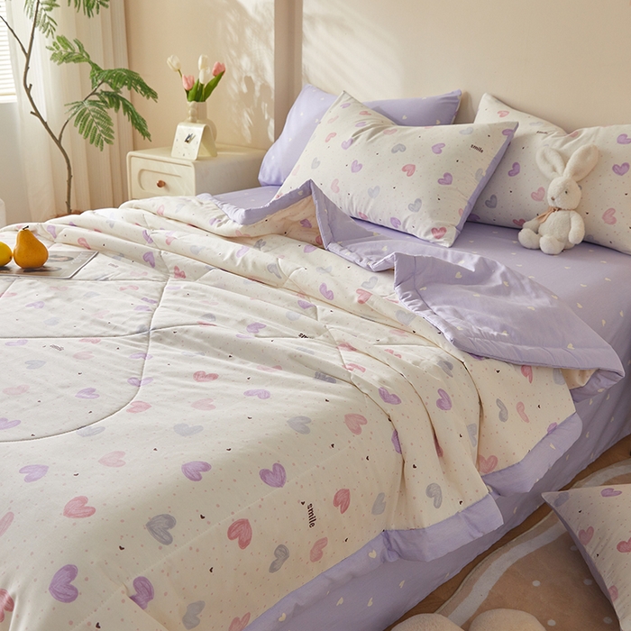 91家纺网 家纺一手货源 找家纺 铺尚美家纺 2026新款A类里外全棉棉花夏被 心相印