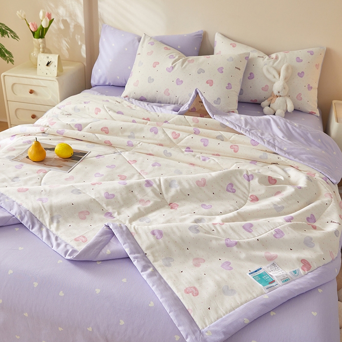 91家纺网 家纺一手货源 找家纺 铺尚美家纺 2026新款A类里外全棉棉花夏被 心相印