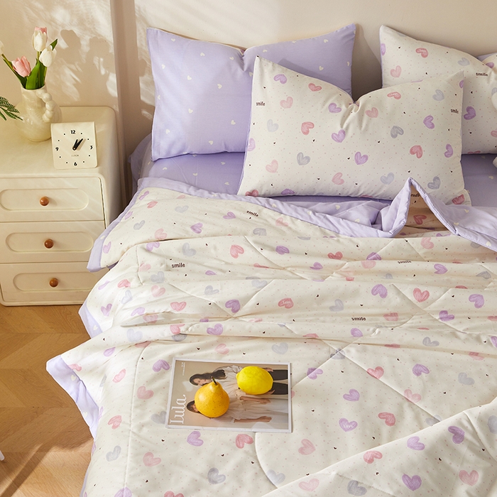 91家纺网 家纺一手货源 找家纺 铺尚美家纺 2026新款A类里外全棉棉花夏被 心相印