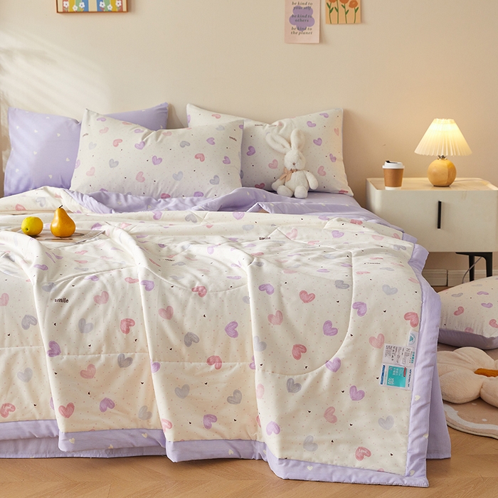 91家纺网 家纺一手货源 找家纺 铺尚美家纺 2026新款A类里外全棉棉花夏被 心相印