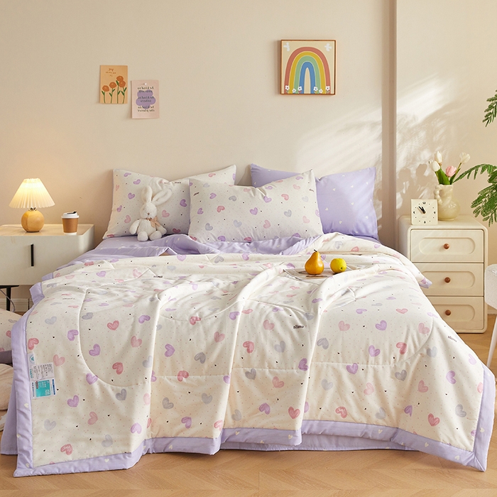 91家纺网 家纺一手货源 找家纺 铺尚美家纺 2026新款A类里外全棉棉花夏被 心相印