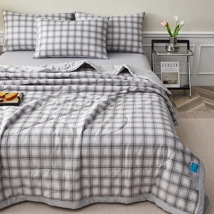 91家纺网 家纺一手货源 找家纺 铺尚美家纺 2026新款A类里外全棉棉花夏被 雅格 灰