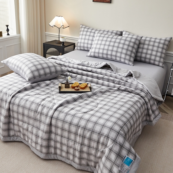 91家纺网 家纺一手货源 找家纺 铺尚美家纺 2026新款A类里外全棉棉花夏被 雅格 灰