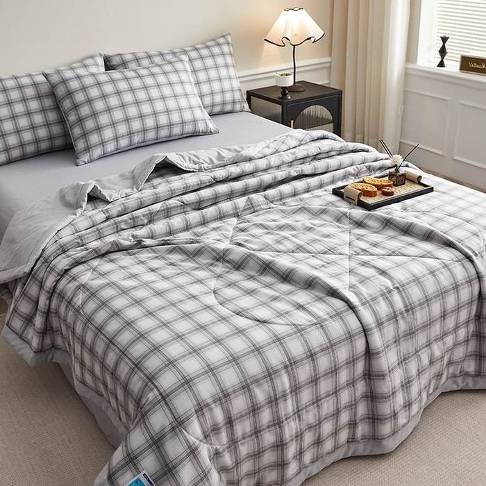 91家纺网 家纺一手货源 找家纺 铺尚美家纺 2026新款A类里外全棉棉花夏被 雅格 灰