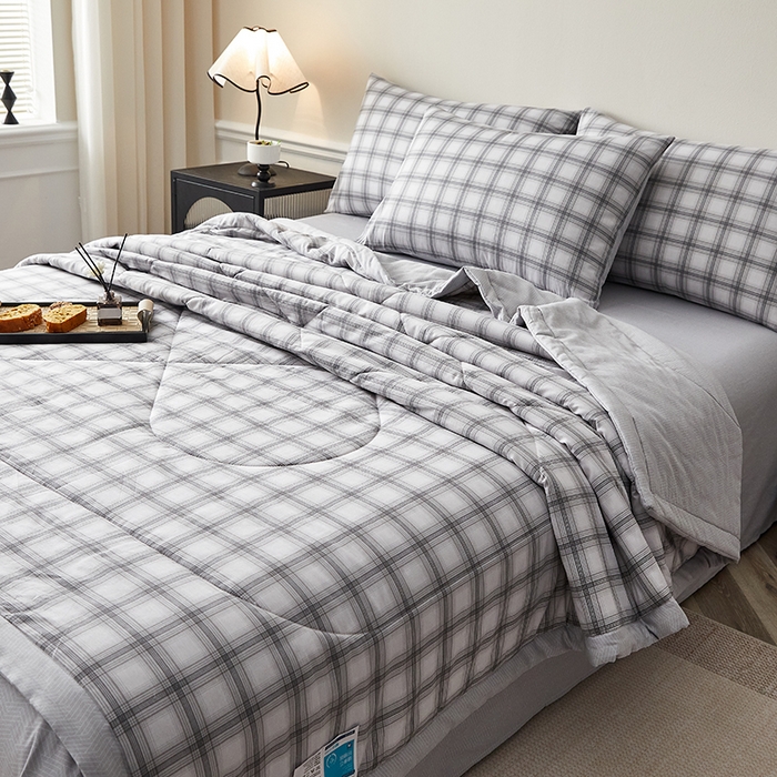 91家纺网 家纺一手货源 找家纺 铺尚美家纺 2026新款A类里外全棉棉花夏被 雅格 灰