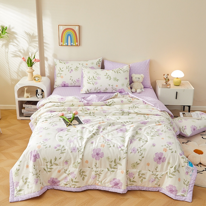 91家纺网 家纺一手货源 找家纺 铺尚美家纺 2026新款A类里外全棉棉花夏被 雅曦 紫