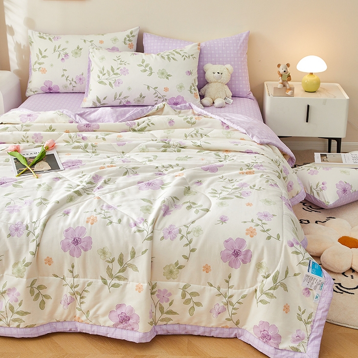 91家纺网 家纺一手货源 找家纺 铺尚美家纺 2026新款A类里外全棉棉花夏被 雅曦 紫