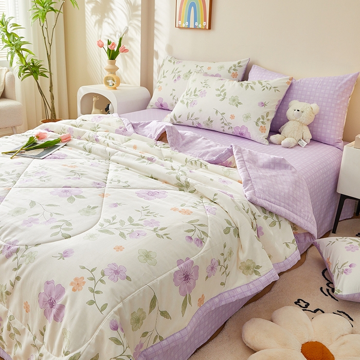 91家纺网 家纺一手货源 找家纺 铺尚美家纺 2026新款A类里外全棉棉花夏被 雅曦 紫