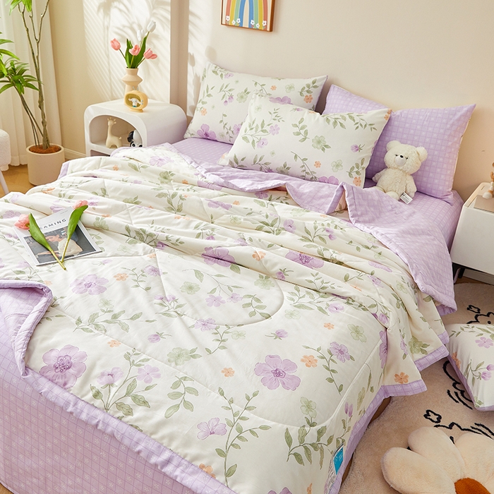 91家纺网 家纺一手货源 找家纺 铺尚美家纺 2026新款A类里外全棉棉花夏被 雅曦 紫