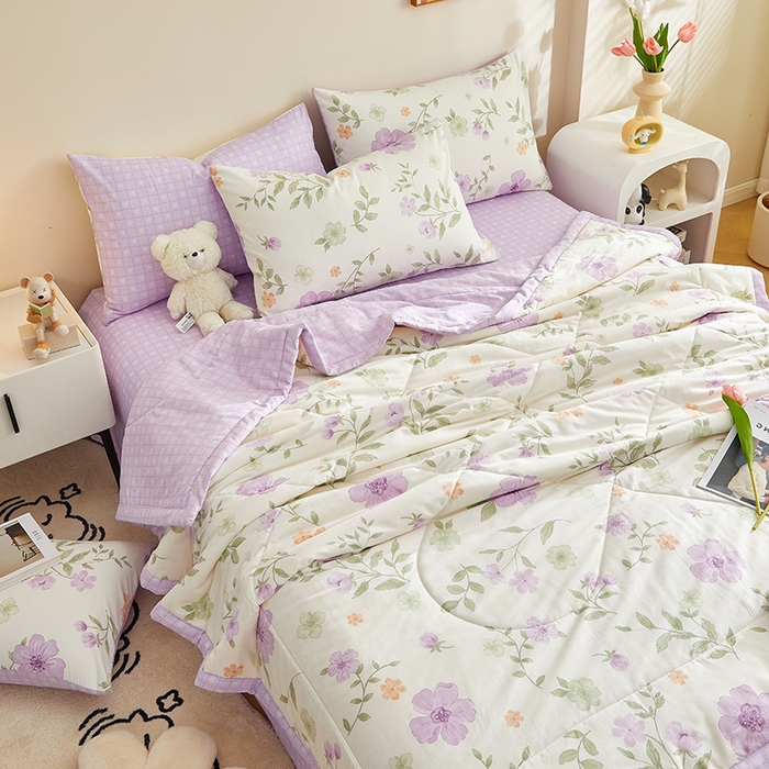 91家纺网 家纺一手货源 找家纺 铺尚美家纺 2026新款A类里外全棉棉花夏被 雅曦 紫