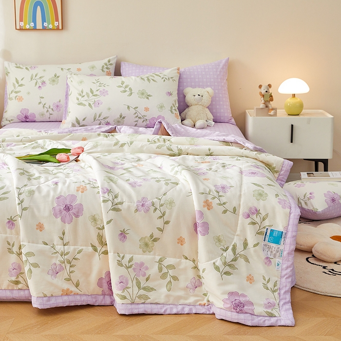 91家纺网 家纺一手货源 找家纺 铺尚美家纺 2026新款A类里外全棉棉花夏被 雅曦 紫