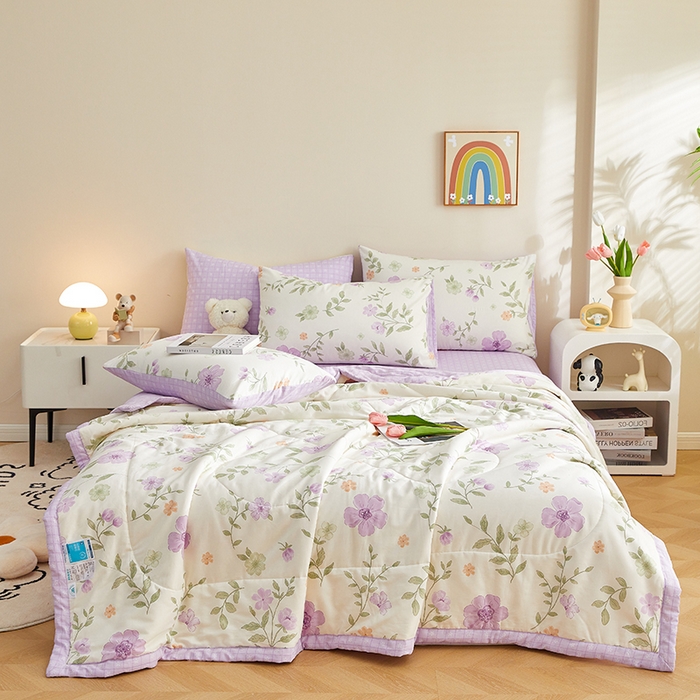 91家纺网 家纺一手货源 找家纺 铺尚美家纺 2026新款A类里外全棉棉花夏被 雅曦 紫