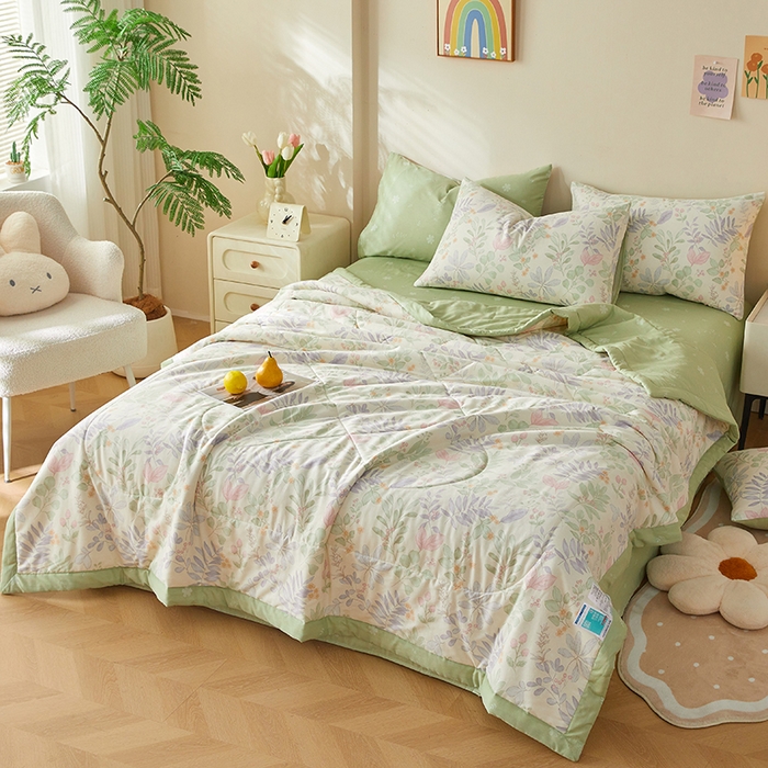 91家纺网 家纺一手货源 找家纺 铺尚美家纺 2026新款A类里外全棉棉花夏被 叶飞扬