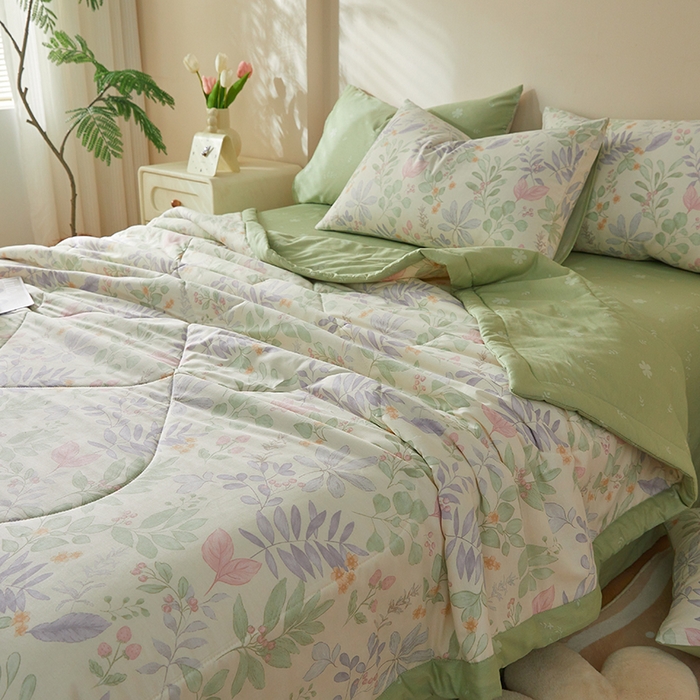 91家纺网 家纺一手货源 找家纺 铺尚美家纺 2026新款A类里外全棉棉花夏被 叶飞扬