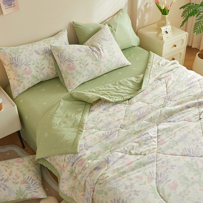 91家纺网 家纺一手货源 找家纺 铺尚美家纺 2026新款A类里外全棉棉花夏被 叶飞扬