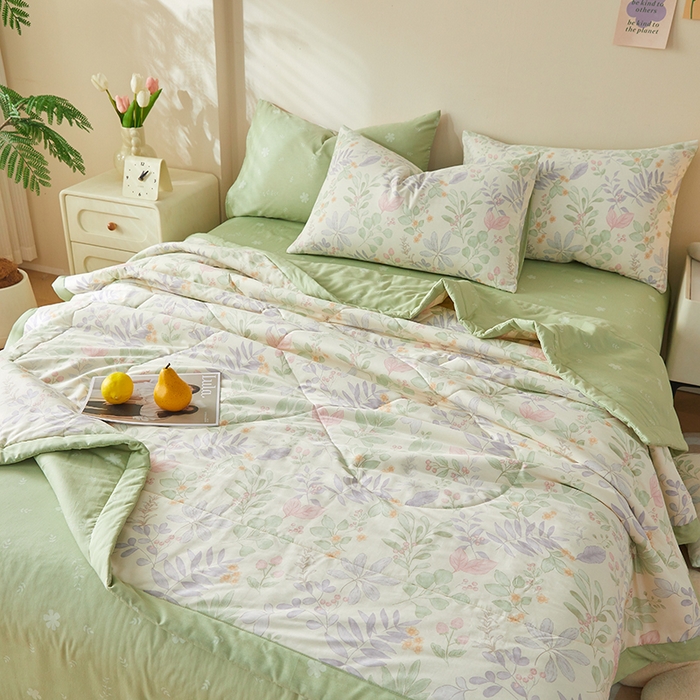 91家纺网 家纺一手货源 找家纺 铺尚美家纺 2026新款A类里外全棉棉花夏被 叶飞扬