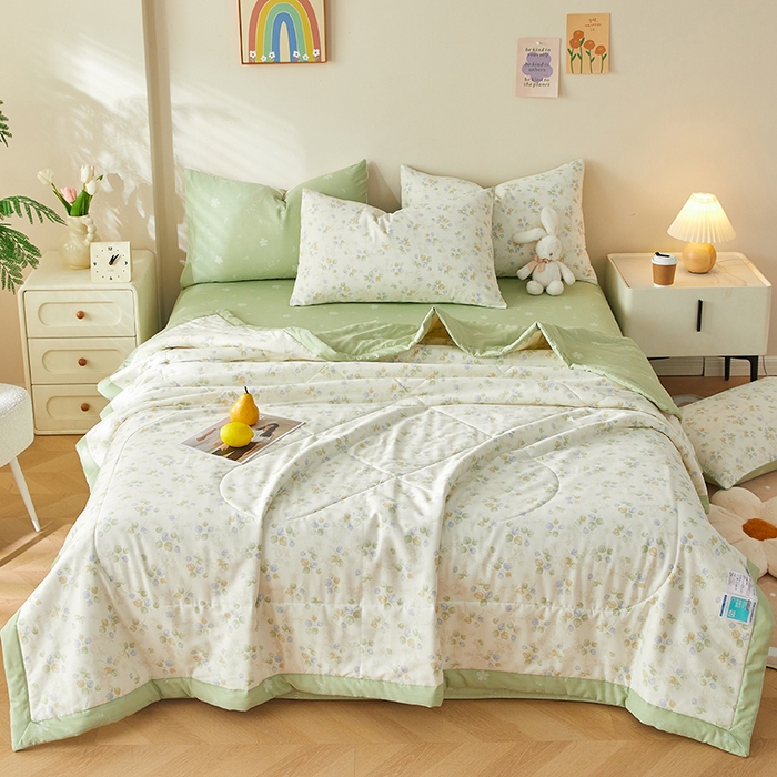 91家纺网 家纺一手货源 找家纺 铺尚美家纺 2026新款A类里外全棉棉花夏被 叶语