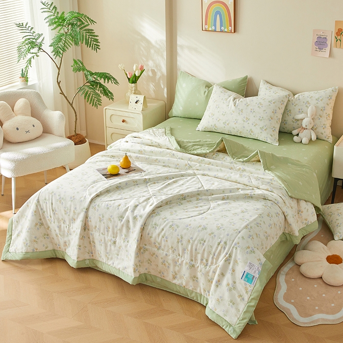 91家纺网 家纺一手货源 找家纺 铺尚美家纺 2026新款A类里外全棉棉花夏被 叶语