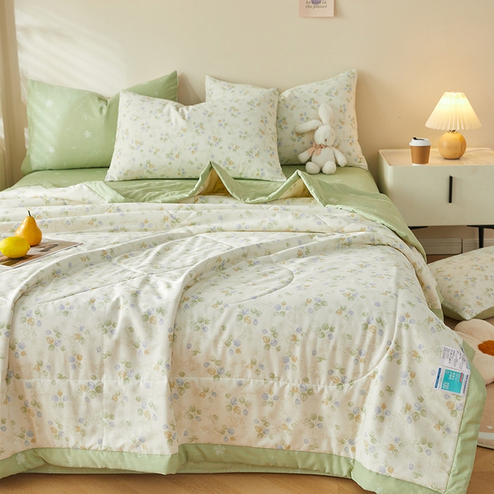 91家纺网 家纺一手货源 找家纺 铺尚美家纺 2026新款A类里外全棉棉花夏被 叶语