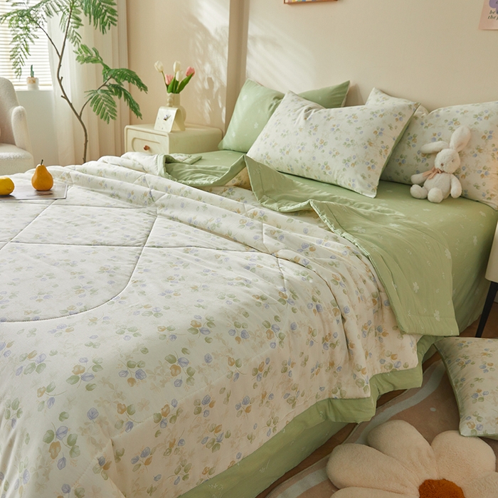 91家纺网 家纺一手货源 找家纺 铺尚美家纺 2026新款A类里外全棉棉花夏被 叶语