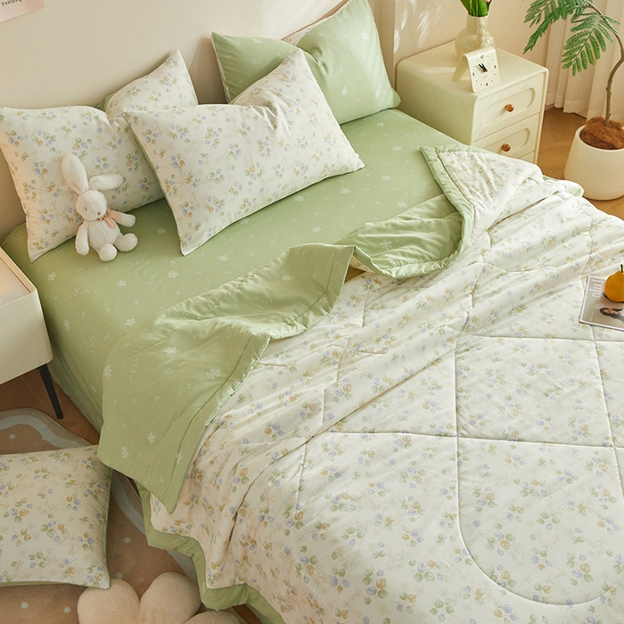 91家纺网 家纺一手货源 找家纺 铺尚美家纺 2026新款A类里外全棉棉花夏被 叶语