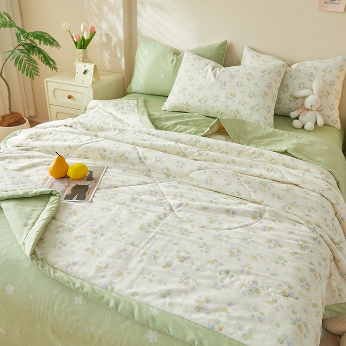 91家纺网 家纺一手货源 找家纺 铺尚美家纺 2026新款A类里外全棉棉花夏被 叶语