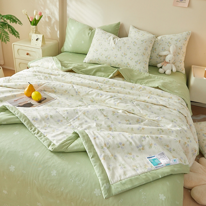 91家纺网 家纺一手货源 找家纺 铺尚美家纺 2026新款A类里外全棉棉花夏被 叶语