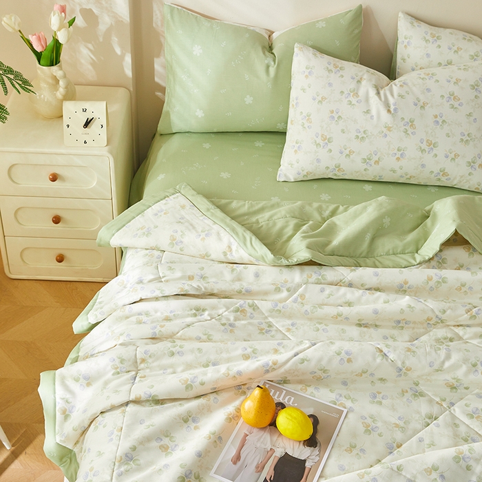 91家纺网 家纺一手货源 找家纺 铺尚美家纺 2026新款A类里外全棉棉花夏被 叶语