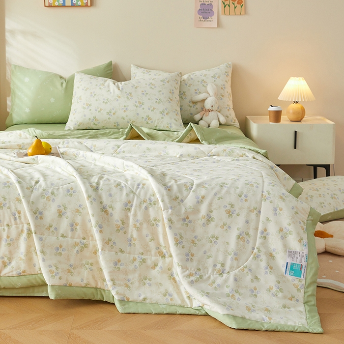 91家纺网 家纺一手货源 找家纺 铺尚美家纺 2026新款A类里外全棉棉花夏被 叶语