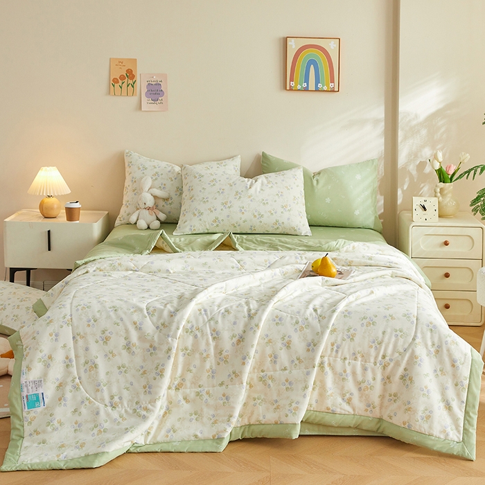 91家纺网 家纺一手货源 找家纺 铺尚美家纺 2026新款A类里外全棉棉花夏被 叶语