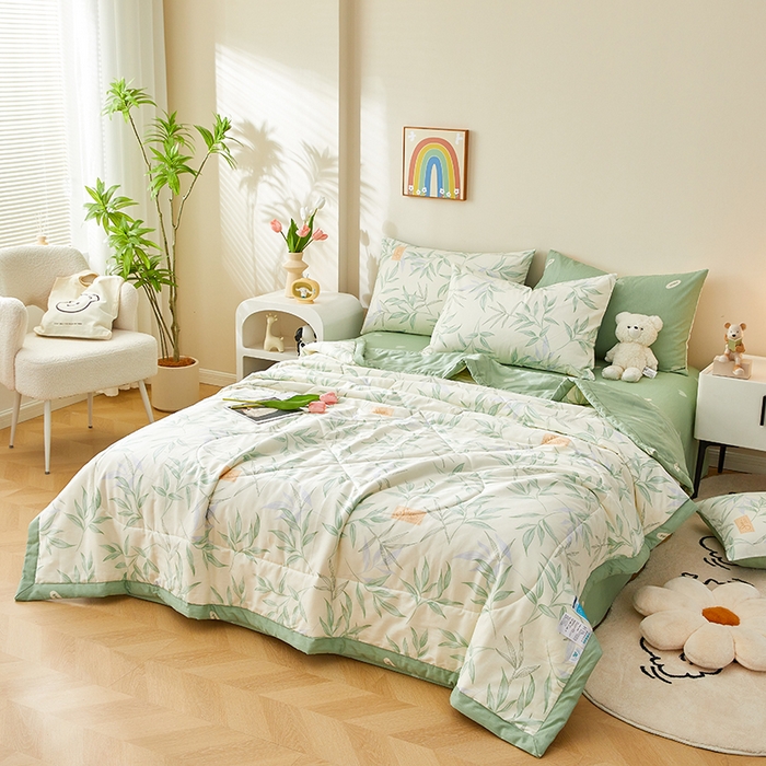 91家纺网 家纺一手货源 找家纺 铺尚美家纺 2026新款A类里外全棉棉花夏被 叶之秋