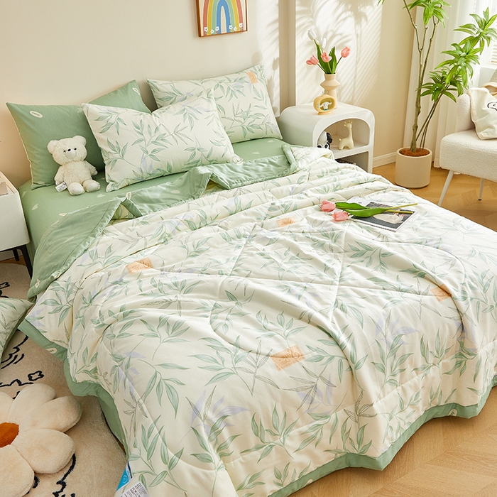 91家纺网 家纺一手货源 找家纺 铺尚美家纺 2026新款A类里外全棉棉花夏被 叶之秋