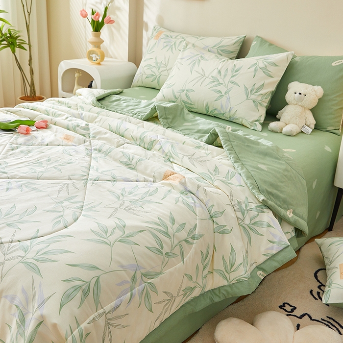 91家纺网 家纺一手货源 找家纺 铺尚美家纺 2026新款A类里外全棉棉花夏被 叶之秋