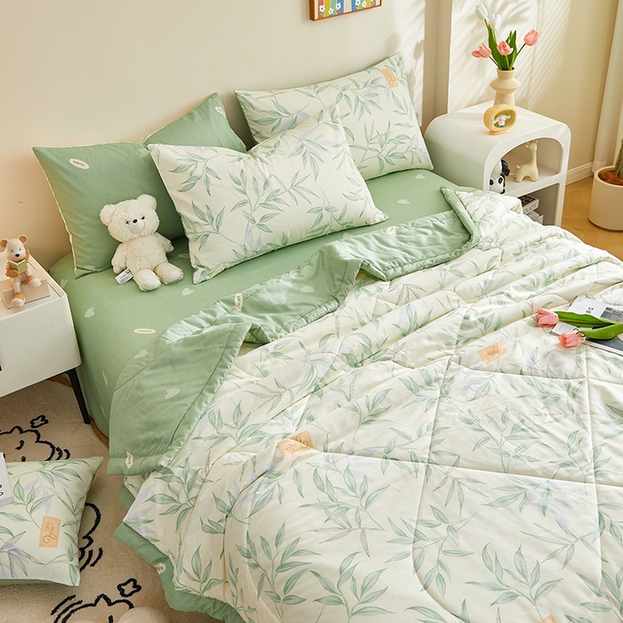 91家纺网 家纺一手货源 找家纺 铺尚美家纺 2026新款A类里外全棉棉花夏被 叶之秋