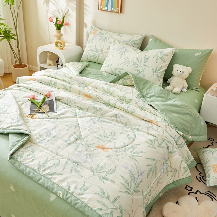 91家纺网 家纺一手货源 找家纺 铺尚美家纺 2026新款A类里外全棉棉花夏被 叶之秋