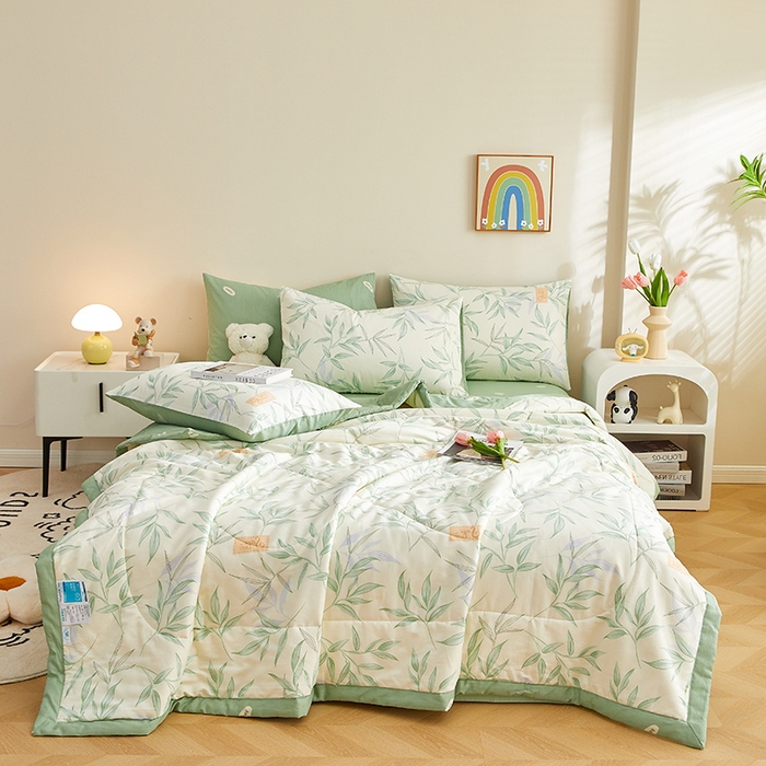 91家纺网 家纺一手货源 找家纺 铺尚美家纺 2026新款A类里外全棉棉花夏被 叶之秋