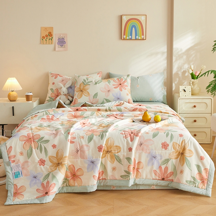 91家纺网 家纺一手货源 找家纺 铺尚美家纺 2026新款A类里外全棉棉花夏被 云裳花谷